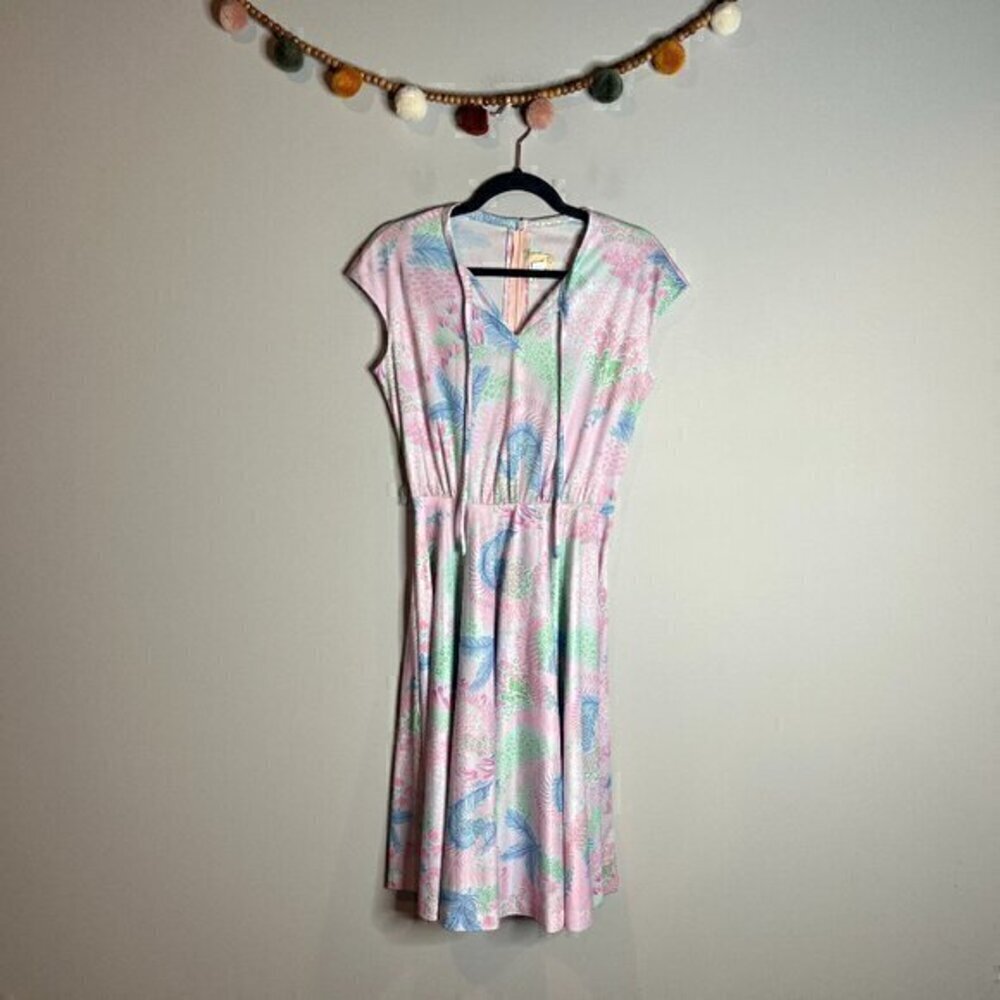 Vintage 1970's colorful patterned flare dress
